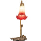Meyda Lighting Tiffany Pond Lily 16" Mahogany Bronze Accent Table Lamp With Red & Green Shade Glass
