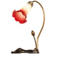 Meyda Lighting Tiffany Pond Lily 16" Mahogany Bronze Accent Table Lamp With Red & Green Shade Glass