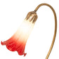Meyda Lighting Tiffany Pond Lily 16" Mahogany Bronze Accent Table Lamp With Red & Green Shade Glass