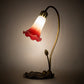 Meyda Lighting Tiffany Pond Lily 16" Mahogany Bronze Accent Table Lamp With Red & Green Shade Glass