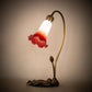 Meyda Lighting Tiffany Pond Lily 16" Mahogany Bronze Accent Table Lamp With Red & White Shade Glass