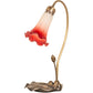 Meyda Lighting Tiffany Pond Lily 16" Mahogany Bronze Accent Table Lamp With Red & White Shade Glass