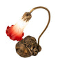 Meyda Lighting Tiffany Pond Lily 16" Mahogany Bronze Accent Table Lamp With Red & White Shade Glass