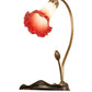 Meyda Lighting Tiffany Pond Lily 16" Mahogany Bronze Accent Table Lamp With Red & White Shade Glass