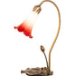 Meyda Lighting Tiffany Pond Lily 16" Mahogany Bronze Accent Table Lamp With Red & White Shade Glass