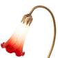 Meyda Lighting Tiffany Pond Lily 16" Mahogany Bronze Accent Table Lamp With Red & White Shade Glass
