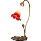 Meyda Lighting Tiffany Pond Lily 16" Mahogany Bronze Accent Table Lamp With Red & White Shade Glass