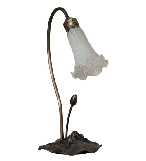 Meyda Lighting Tiffany Pond Lily 16" Mahogany Bronze Accent Table Lamp With White Shade Glass