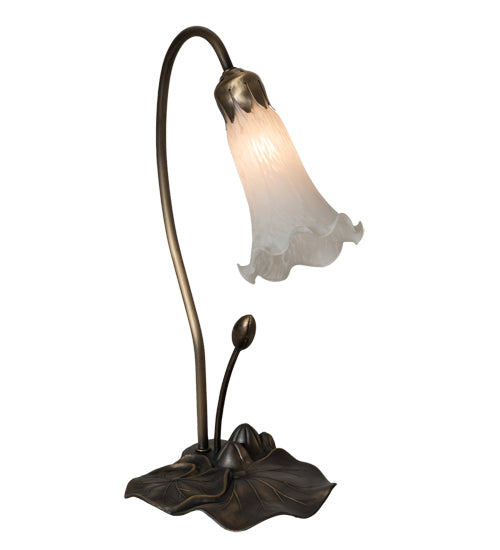 Meyda Lighting Tiffany Pond Lily 16" Mahogany Bronze Accent Table Lamp With White Shade Glass