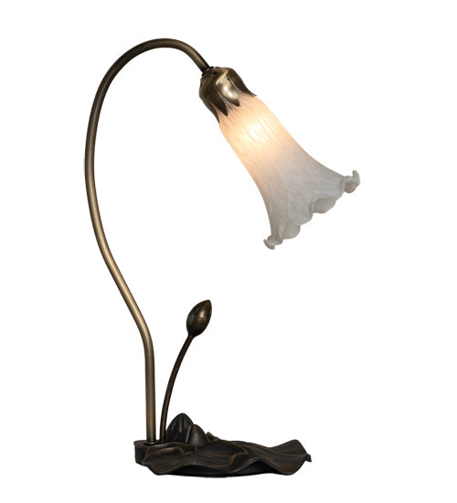 Meyda Lighting Tiffany Pond Lily 16" Mahogany Bronze Accent Table Lamp With White Shade Glass