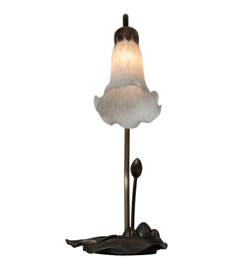 Meyda Lighting Tiffany Pond Lily 16" Mahogany Bronze Accent Table Lamp With White Shade Glass
