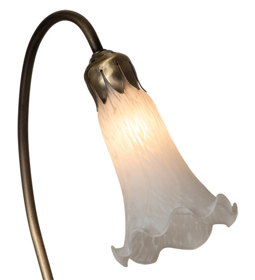 Meyda Lighting Tiffany Pond Lily 16" Mahogany Bronze Accent Table Lamp With White Shade Glass