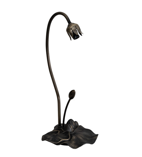 Meyda Lighting Tiffany Pond Lily 16" Mahogany Bronze Accent Table Lamp With White Shade Glass