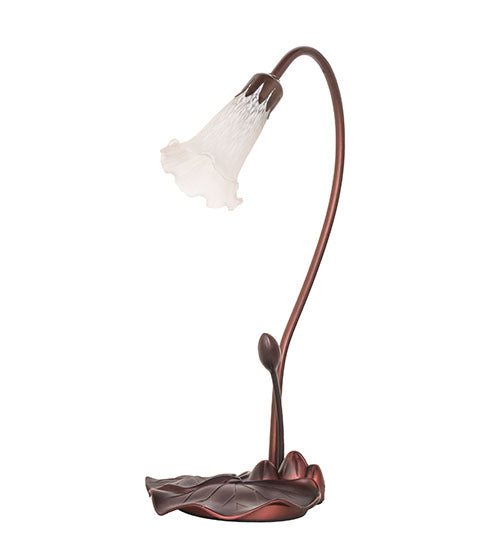 Meyda Lighting Tiffany Pond Lily 16" Mahogany Bronze Accent Table Lamp With White Shade Glass