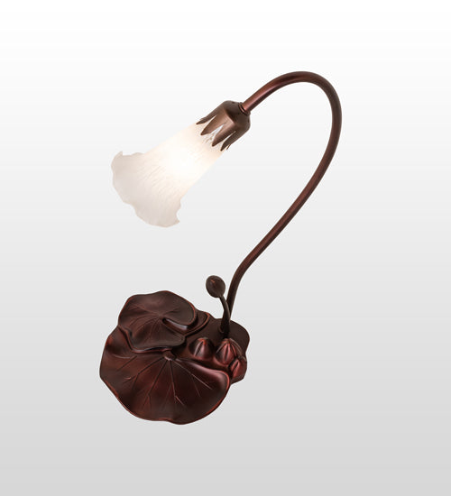 Meyda Lighting Tiffany Pond Lily 16" Mahogany Bronze Accent Table Lamp With White Shade Glass