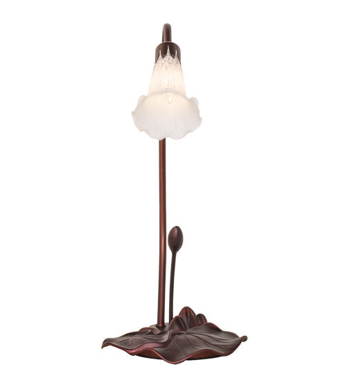Meyda Lighting Tiffany Pond Lily 16" Mahogany Bronze Accent Table Lamp With White Shade Glass