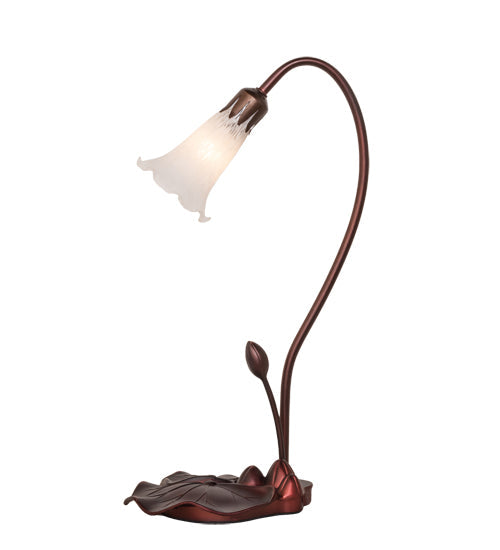 Meyda Lighting Tiffany Pond Lily 16" Mahogany Bronze Accent Table Lamp With White Shade Glass