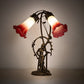 Meyda Lighting Tiffany Pond Lily 17" 2-Light Mahogany Bronze Accent Table Lamp With Red & White Shade Glass