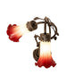 Meyda Lighting Tiffany Pond Lily 17" 2-Light Mahogany Bronze Accent Table Lamp With Red & White Shade Glass