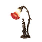 Meyda Lighting Tiffany Pond Lily 17" 2-Light Mahogany Bronze Accent Table Lamp With Red & White Shade Glass