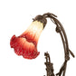Meyda Lighting Tiffany Pond Lily 17" 2-Light Mahogany Bronze Accent Table Lamp With Red & White Shade Glass