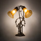 Meyda Lighting Tiffany Pond Lily 17" 2-Light Mahogany Bronze Trellis Girl Accent Table Lamp With Amber Shade Glass