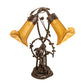 Meyda Lighting Tiffany Pond Lily 17" 2-Light Mahogany Bronze Trellis Girl Accent Table Lamp With Amber Shade Glass