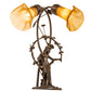 Meyda Lighting Tiffany Pond Lily 17" 2-Light Mahogany Bronze Trellis Girl Accent Table Lamp With Amber Shade Glass