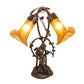 Meyda Lighting Tiffany Pond Lily 17" 2-Light Mahogany Bronze Trellis Girl Accent Table Lamp With Amber Shade Glass