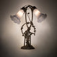 Meyda Lighting Tiffany Pond Lily 17" 2-Light Mahogany Bronze Trellis Girl Accent Table Lamp With Gray Shade Glass