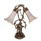 Meyda Lighting Tiffany Pond Lily 17" 2-Light Mahogany Bronze Trellis Girl Accent Table Lamp With Gray Shade Glass