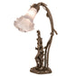 Meyda Lighting Tiffany Pond Lily 17" 2-Light Mahogany Bronze Trellis Girl Accent Table Lamp With Gray Shade Glass