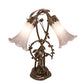 Meyda Lighting Tiffany Pond Lily 17" 2-Light Mahogany Bronze Trellis Girl Accent Table Lamp With Gray Shade Glass
