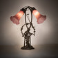 Meyda Lighting Tiffany Pond Lily 17" 2-Light Mahogany Bronze Trellis Girl Accent Table Lamp With Lavender Shade Glass