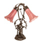 Meyda Lighting Tiffany Pond Lily 17" 2-Light Mahogany Bronze Trellis Girl Accent Table Lamp With Lavender Shade Glass