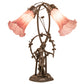 Meyda Lighting Tiffany Pond Lily 17" 2-Light Mahogany Bronze Trellis Girl Accent Table Lamp With Lavender Shade Glass