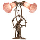 Meyda Lighting Tiffany Pond Lily 17" 2-Light Mahogany Bronze Trellis Girl Accent Table Lamp With Lavender Shade Glass