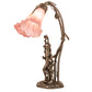 Meyda Lighting Tiffany Pond Lily 17" 2-Light Mahogany Bronze Trellis Girl Accent Table Lamp With Lavender Shade Glass