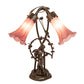 Meyda Lighting Tiffany Pond Lily 17" 2-Light Mahogany Bronze Trellis Girl Accent Table Lamp With Lavender Shade Glass