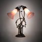 Meyda Lighting Tiffany Pond Lily 17" 2-Light Mahogany Bronze Trellis Girl Accent Table Lamp With Pink Shade Glass