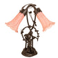 Meyda Lighting Tiffany Pond Lily 17" 2-Light Mahogany Bronze Trellis Girl Accent Table Lamp With Pink Shade Glass