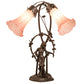 Meyda Lighting Tiffany Pond Lily 17" 2-Light Mahogany Bronze Trellis Girl Accent Table Lamp With Pink Shade Glass