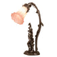 Meyda Lighting Tiffany Pond Lily 17" 2-Light Mahogany Bronze Trellis Girl Accent Table Lamp With Pink Shade Glass