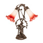 Meyda Lighting Tiffany Pond Lily 17" 2-Light Mahogany Bronze Trellis Girl Accent Table Lamp With Pink & White Shade Glass