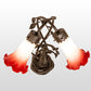 Meyda Lighting Tiffany Pond Lily 17" 2-Light Mahogany Bronze Trellis Girl Accent Table Lamp With Pink & White Shade Glass