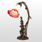 Meyda Lighting Tiffany Pond Lily 17" 2-Light Mahogany Bronze Trellis Girl Accent Table Lamp With Pink & White Shade Glass