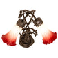 Meyda Lighting Tiffany Pond Lily 17" 2-Light Mahogany Bronze Trellis Girl Accent Table Lamp With Red and White Shade Glass
