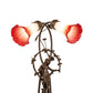 Meyda Lighting Tiffany Pond Lily 17" 2-Light Mahogany Bronze Trellis Girl Accent Table Lamp With Red and White Shade Glass