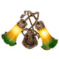 Meyda Lighting Tiffany Pond Lily 17" 2-Light Mahogany Bronze Trellis Girl Table Lamp With Amber & Green Shade Glass