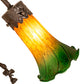 Meyda Lighting Tiffany Pond Lily 17" 2-Light Mahogany Bronze Trellis Girl Table Lamp With Amber & Green Shade Glass